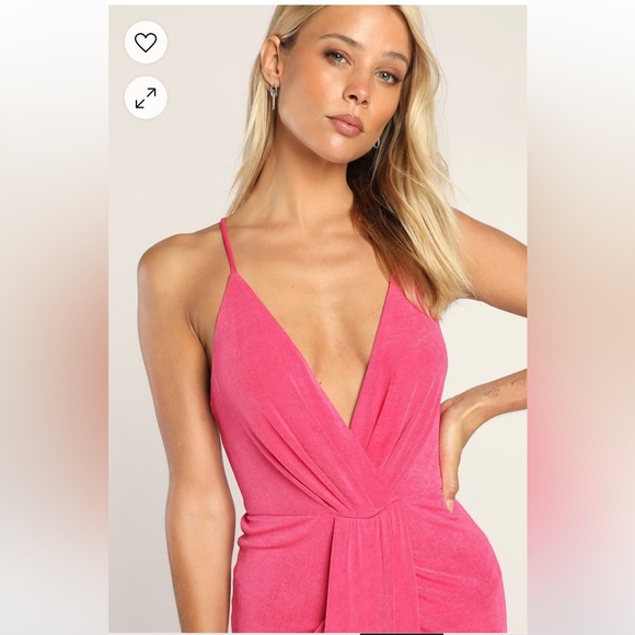 Lulus Dreamy Date Hot Pink Midi Dress - Size Small - Picture 2 of 6